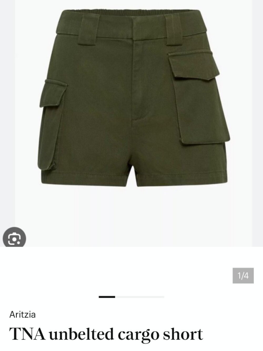 Aritzia -TNA Unbelted Cargo 3" Short - Khaki - Meium